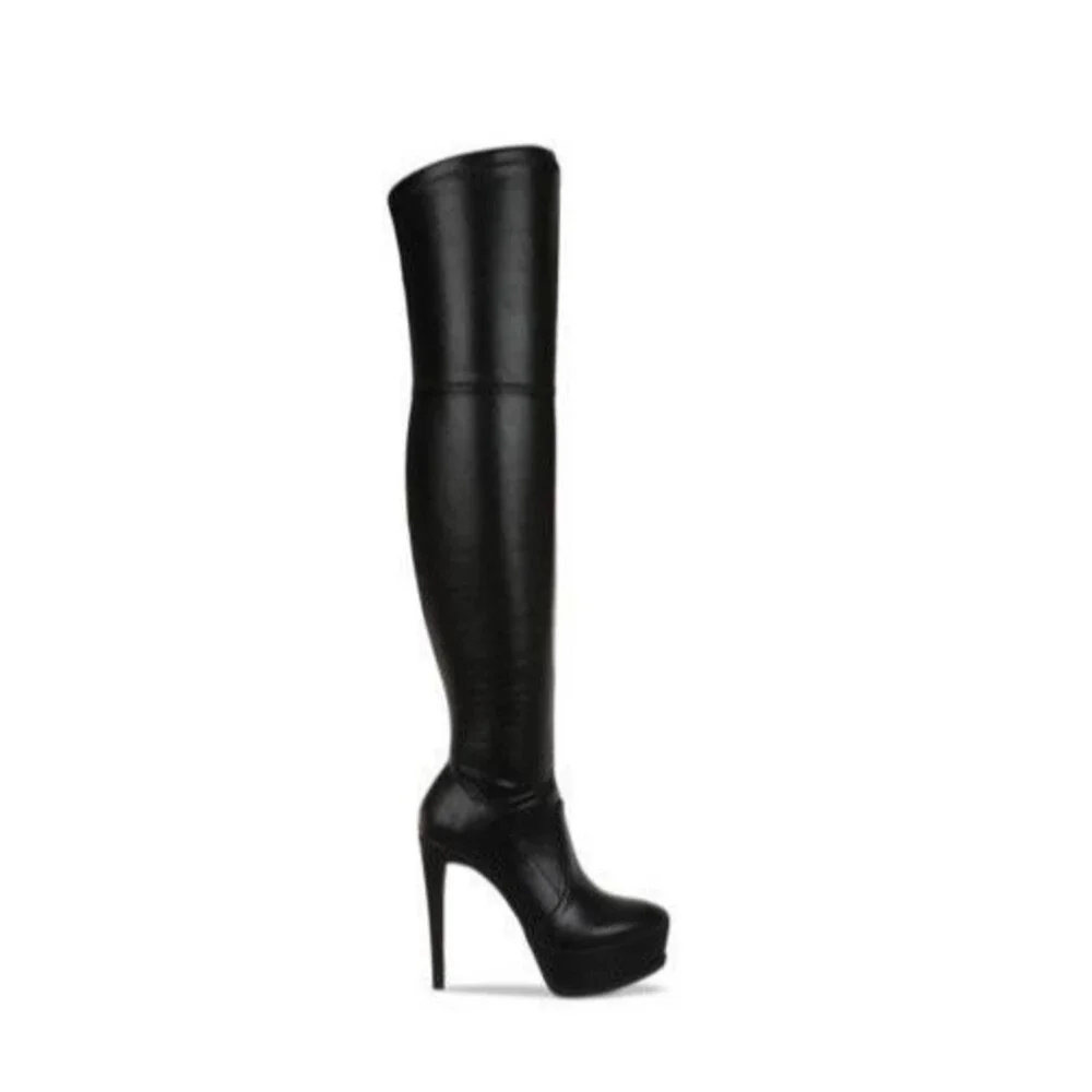 Thalia Sodi Womens 5.5 M Black Silena Zip Up Over The Knee Boots DISPLAY QH3
